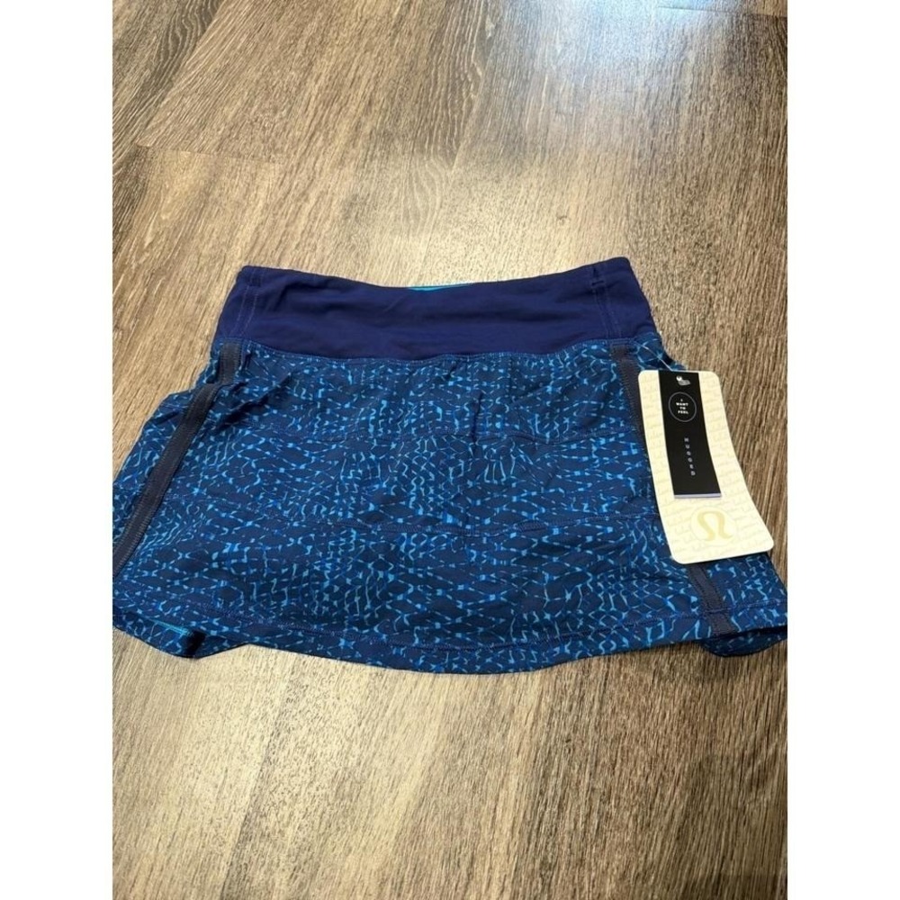 Lululemon Pace Rival Skirt II *R Blue Geometric Print Tennis Skort LW8587R Size - Picture 1 of 6